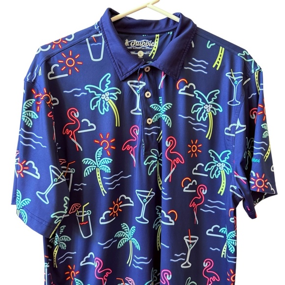 CHUBBIES NEON LIGHT SS PERFORMANCE POLO SHIRT MEN L UPF50 LIGHTWEIGHT NOVELTY - Picture 3 of 12